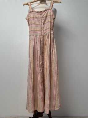 Simply Southern Striped Ruffle-Edge Maxi cream and orange size S